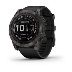 Garmin Shop 4 Garmin Fenix 7X Sapphire Solar, Kolgrå Titan Med Diamantliknande Kol Och Svart Armband