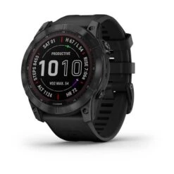 Garmin Fenix 7X Sapphire Solar, Svart Titan Med Diamantliknande Kol Och Svart Armband