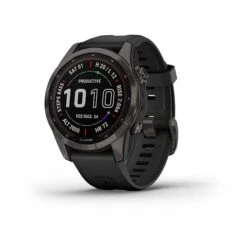 Garmin Shop 6 Garmin Fenix 7S Sapphire Solar, Kolgrå Titan Med Diamantliknande Kol Och Svart Armband